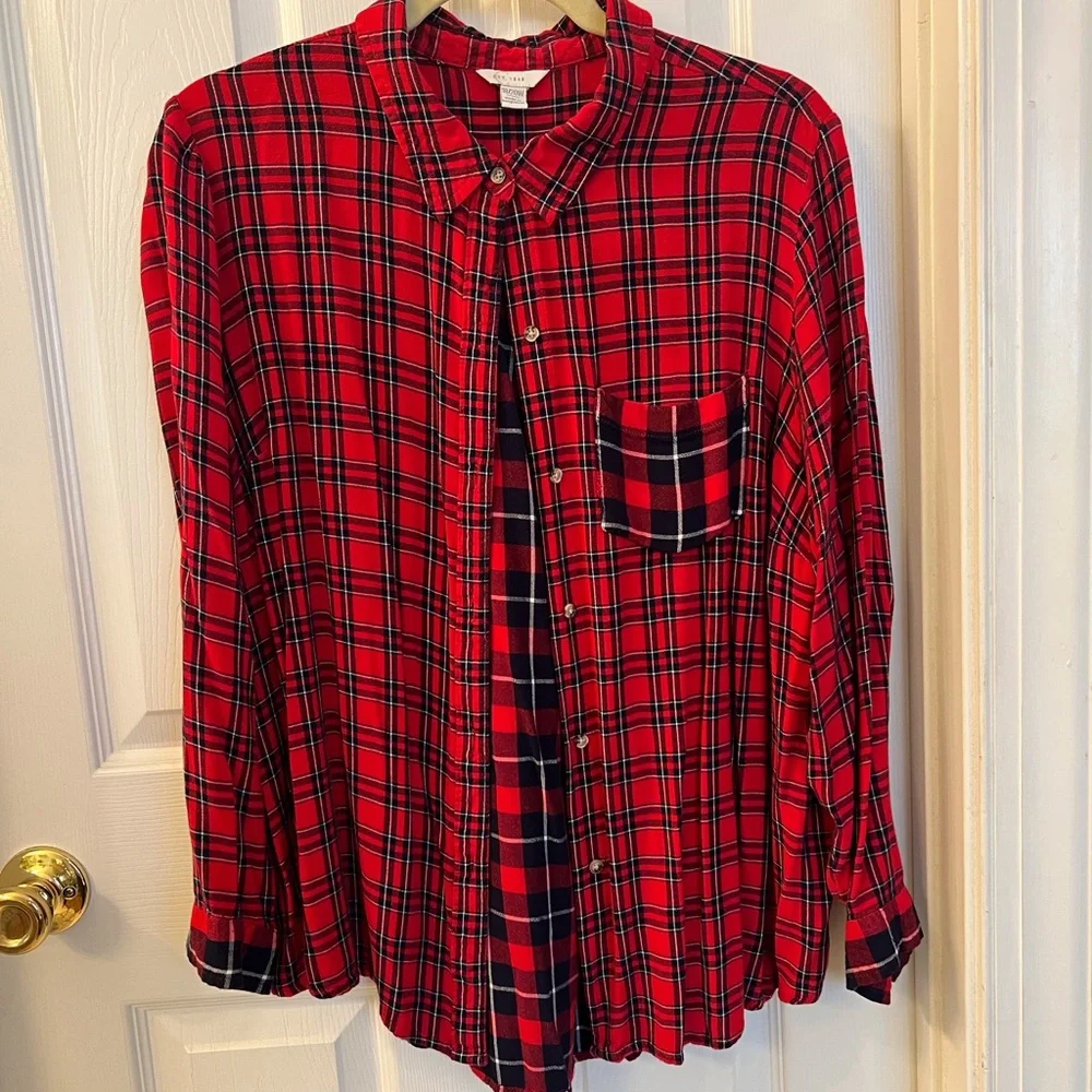 Est 1946 Red Plaid Button Front Shirt Sz 18/20W